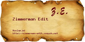 Zimmerman Edit névjegykártya